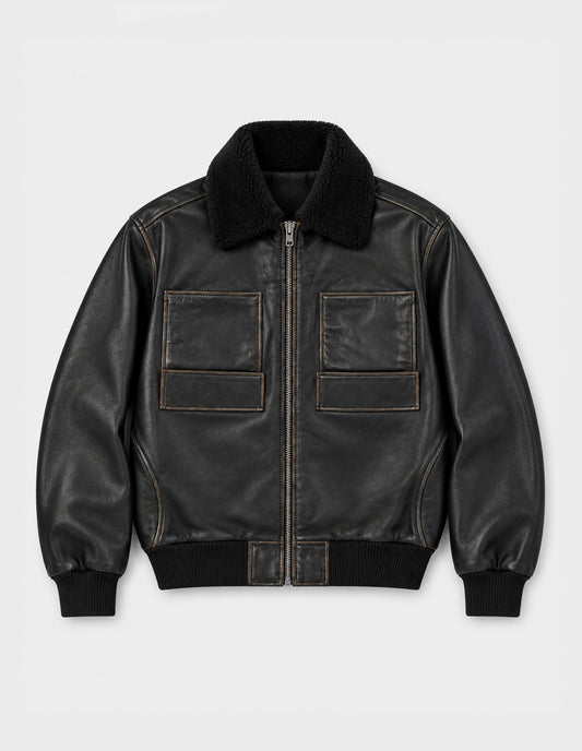Bomber in pelle AMARANTO