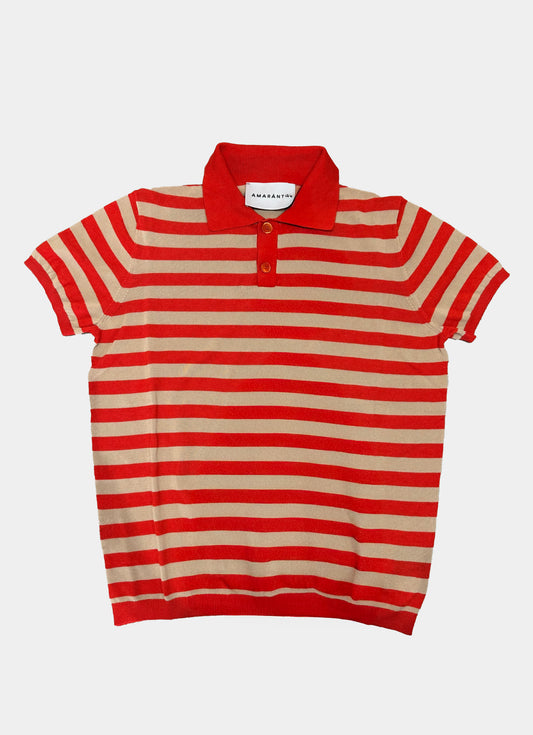Polo a righe lino cotone AMARANTO